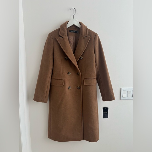 Lauren Ralph Lauren Classic Wool Blend Coat Camel Size 2P - Picture 2 of 6
